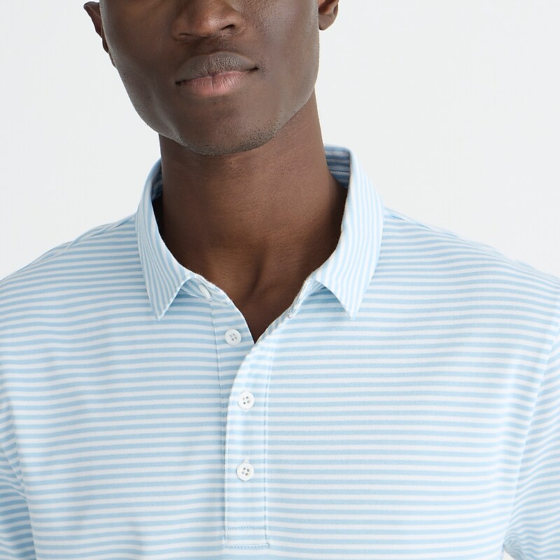 J.Crew Performance polo shirt with COOLMAX® Lt Blue White Par Strip Outlet | 98MEFHZVK