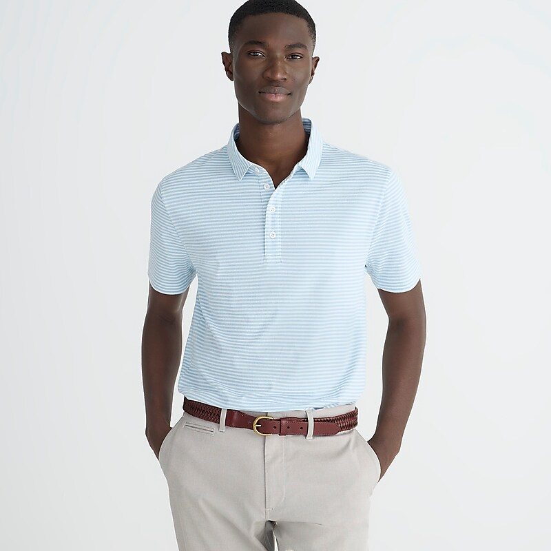 J.Crew Performance polo shirt with COOLMAX® Lt Blue White Par Strip Outlet | 98MEFHZVK