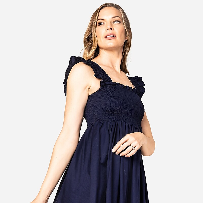 J.Crew Petite Plume™ Margaux dress Navy Outlet | 92NRVGUSY