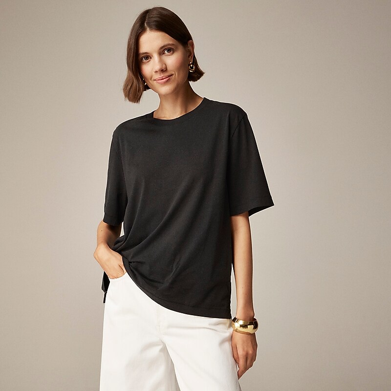 J.Crew Pima cotton relaxed T-shirt Black Factory Promo | 68YZRWFSO