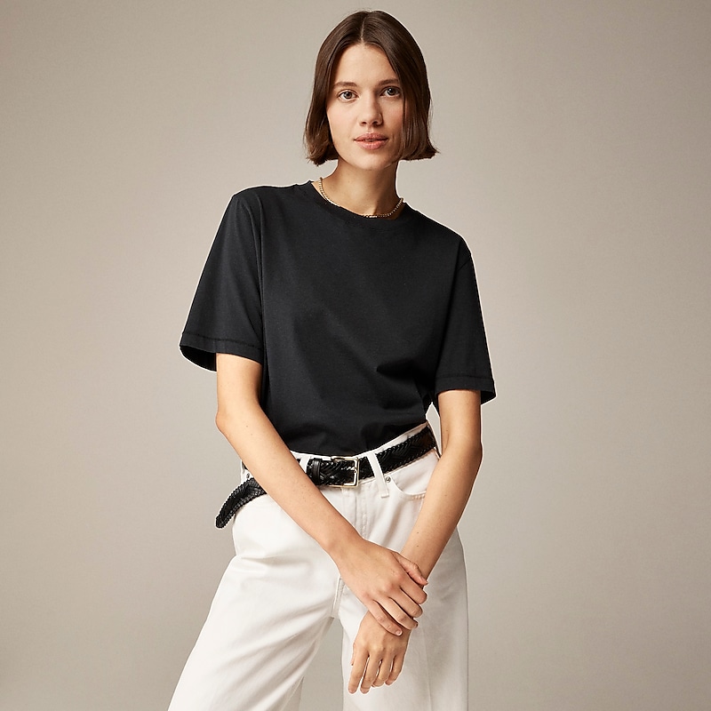 J.Crew Pima cotton relaxed T-shirt Black Factory Promo | 68YZRWFSO