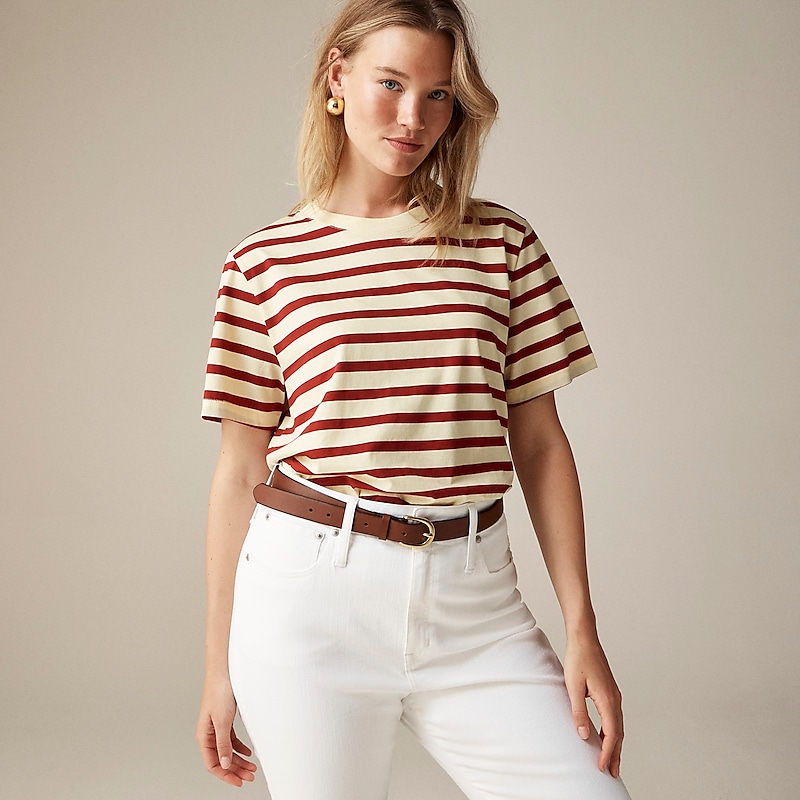 J.Crew Pima cotton relaxed T-shirt Carter Stripe Sands Bur Clearance | 34WDHBLAR