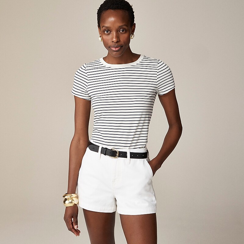 J.Crew Pima cotton slim-fit T-shirt Alexa Stripe Ivory Even Factory Outlet | 56CBWPFYS