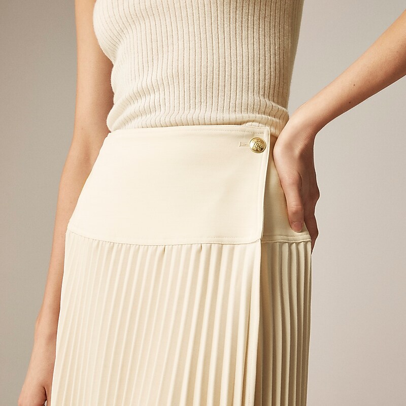 J.Crew Pleated wrap skirt Vanilla Sale | 25PGNYMXE