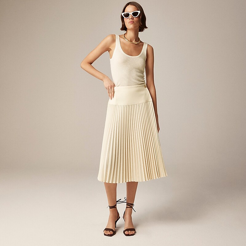 J.Crew Pleated wrap skirt Vanilla Sale | 25PGNYMXE