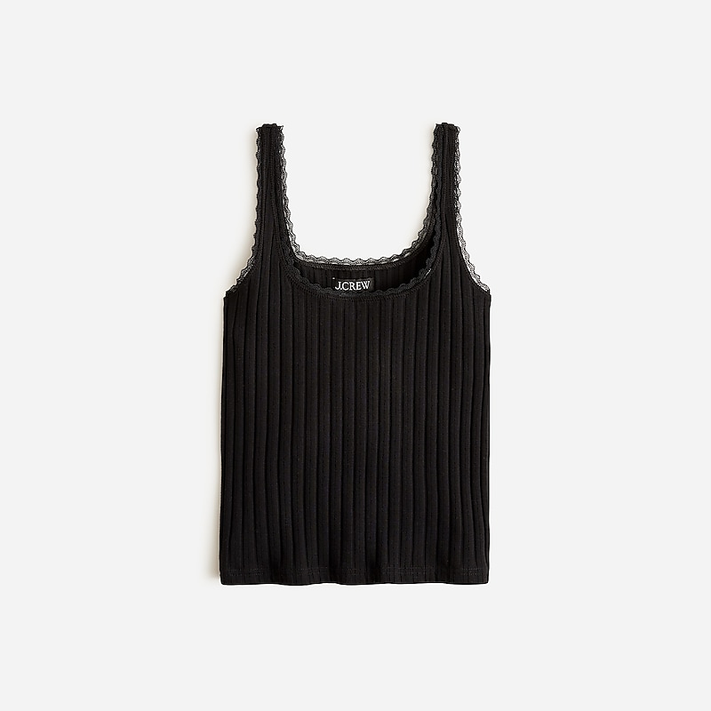 J.Crew Pointelle tank top Black USA | 15EBIAYJD