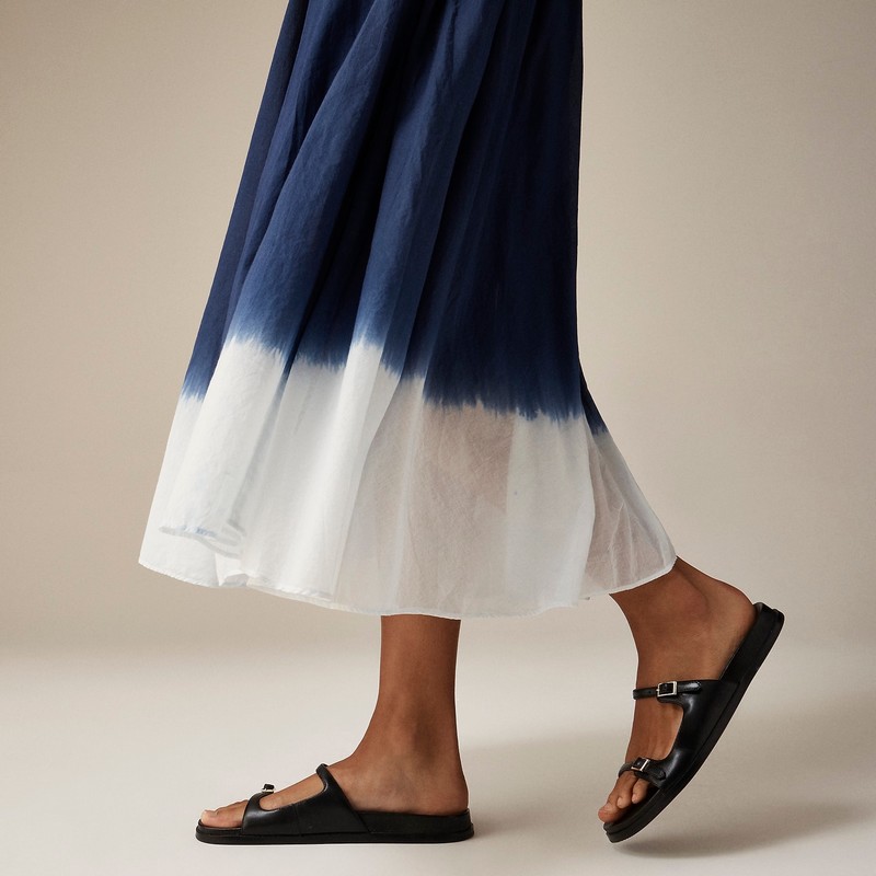 J.Crew Pull-on midi skirt in dip-dyed cotton voile Blue Dip Dye Outlet Online | 75TOGQXJD