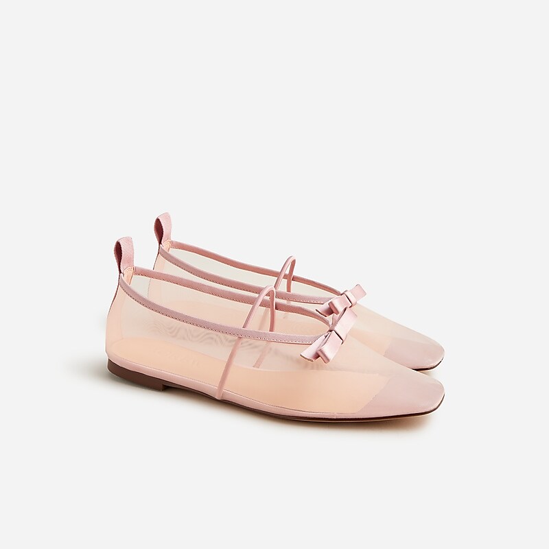 J.Crew Quinn Mary Jane ballet flats in mesh Warm Blush Online | 83HTMYLBC