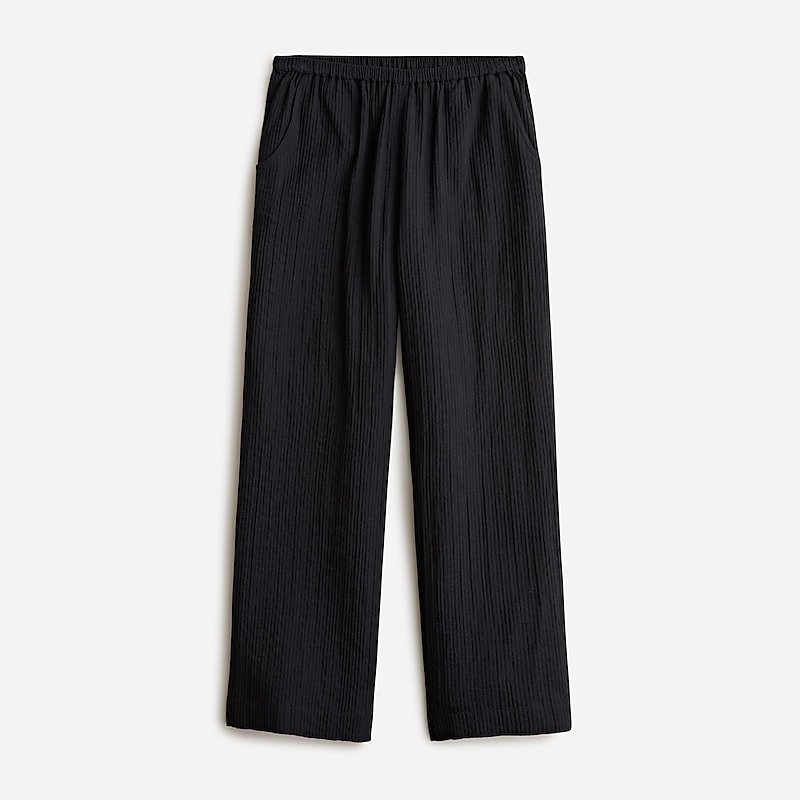 J.Crew Relaxed beach pant in striped airy gauze Black Factory Outlet | 57NWRJLCS