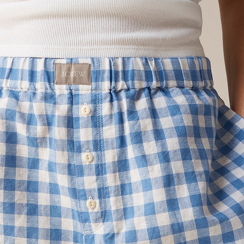 J.Crew Relaxed boxer short in gingham linen-cotton blend Benette Gingham Outlet Online | 79NDXWCUG