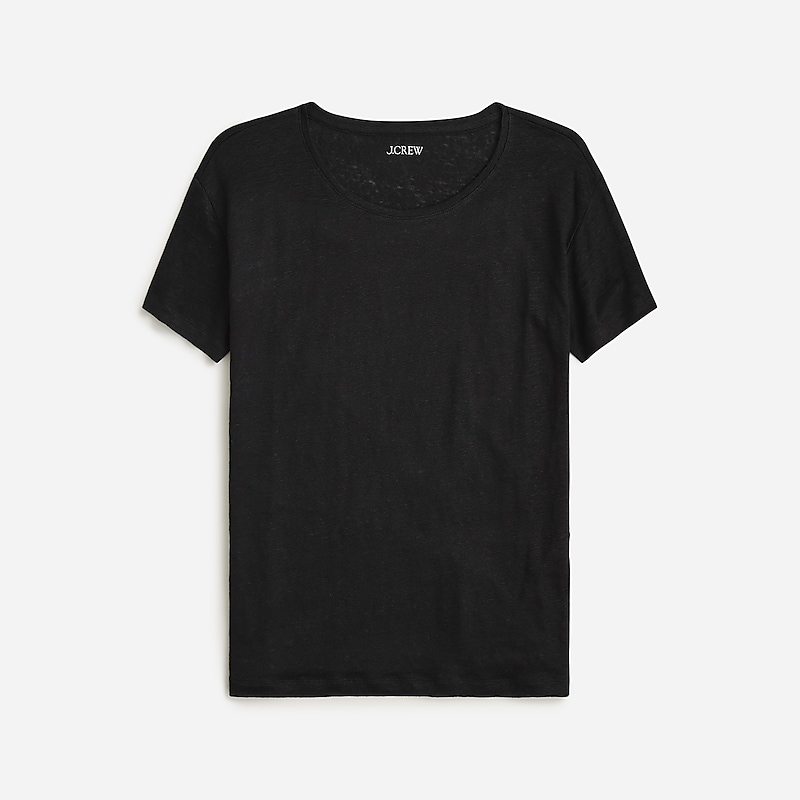 J.Crew Relaxed linen T-shirt Black Clearance | 42THOMXCG