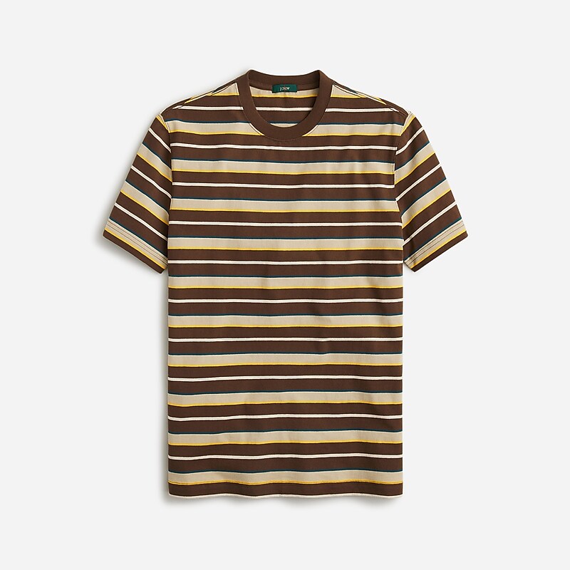 J.Crew Relaxed premium-weight cotton T-shirt Brown Khaki Kurt Stripe Outlet | 98JPNSOUH