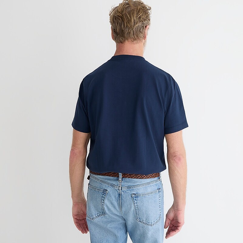 J.Crew Relaxed premium-weight cotton no-pocket T-shirt Dark Navy Sale | 26BIZGPJF