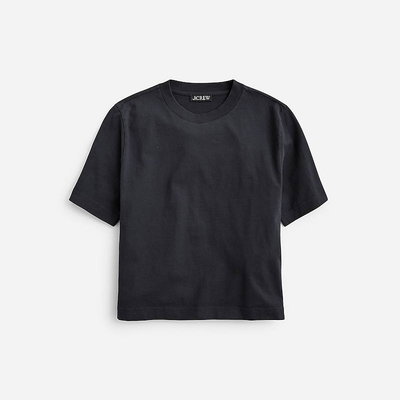 J.Crew Relaxed premium-weight cropped T-shirt Black Outlet Online | 74AVQLJCU