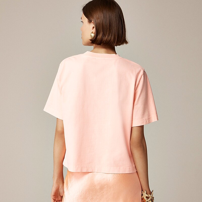 J.Crew Relaxed premium-weight cropped T-shirt Brilliant Peony Factory Outlet | 50LDCTNKF