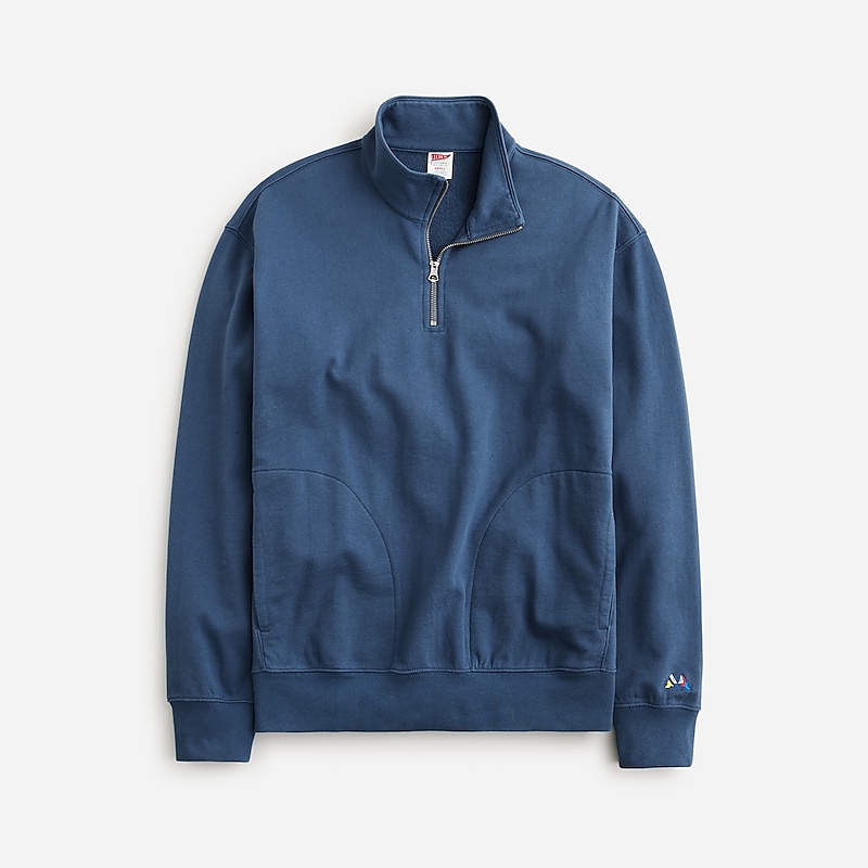 J.Crew Relaxed-fit lightweight french terry quarter-zip sweatshirt Faded Pilot Online | 02LFESTGK