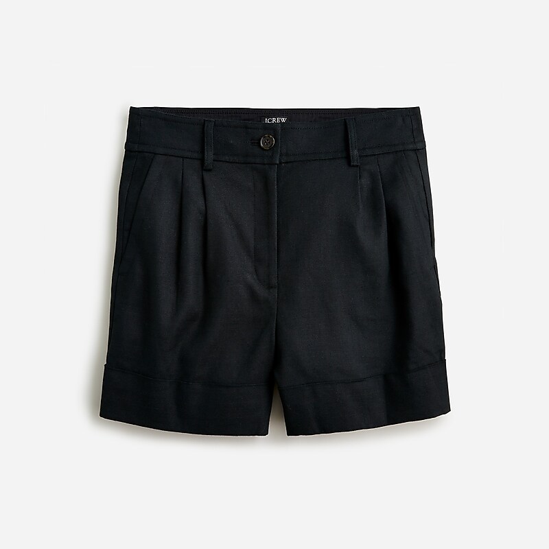 J.Crew Remi short in stretch linen blend Black USA | 17CFMUBKG