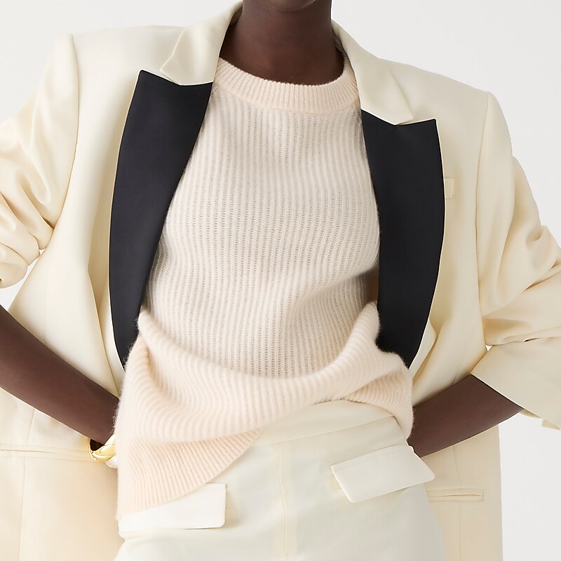 J.Crew Ribbed cashmere oversized crewneck sweater Hthr Muslin Online | 09WMZIKQJ