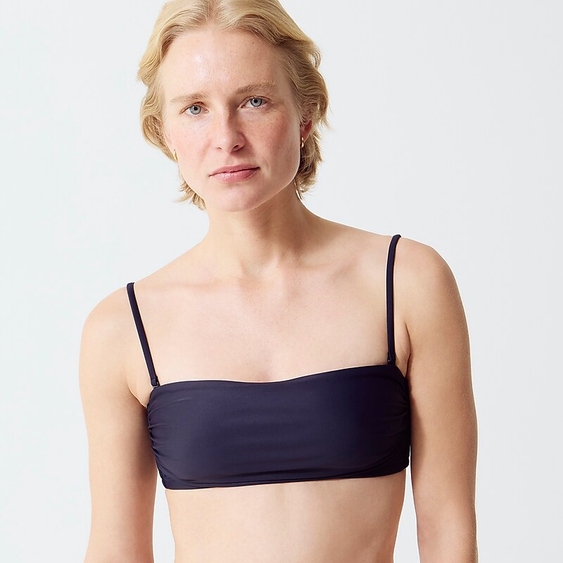 J.Crew Ruched bandeau bikini top Navy Clearance | 48ZMIACHG