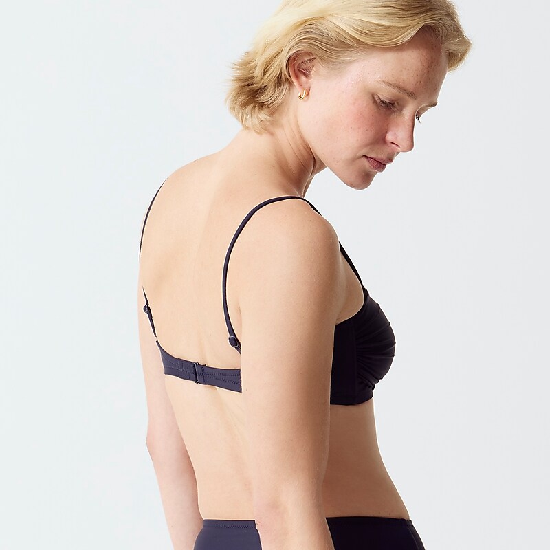 J.Crew Ruched bandeau bikini top Navy Clearance | 48ZMIACHG