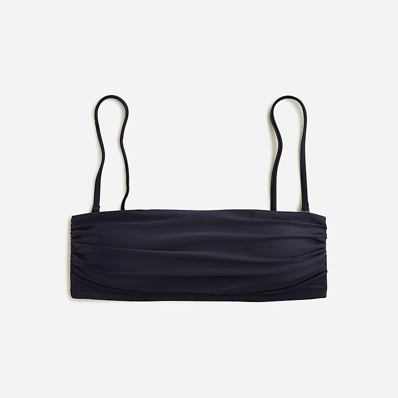 J.Crew Ruched bandeau bikini top Navy Clearance | 48ZMIACHG