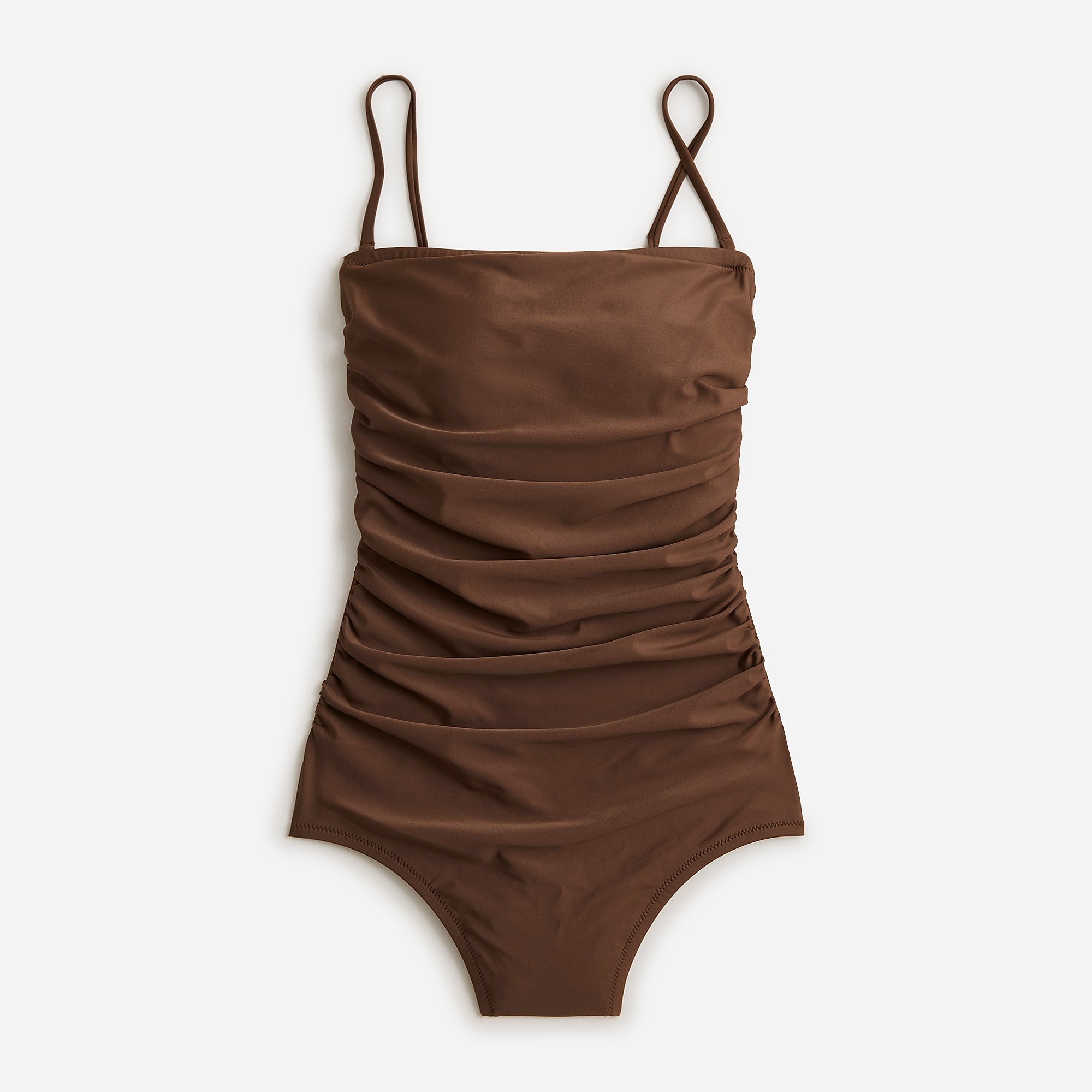 J.Crew Ruched bandeau one-piece swimsuit Dark Fudge Factory Promo | 61OUYNBMQ