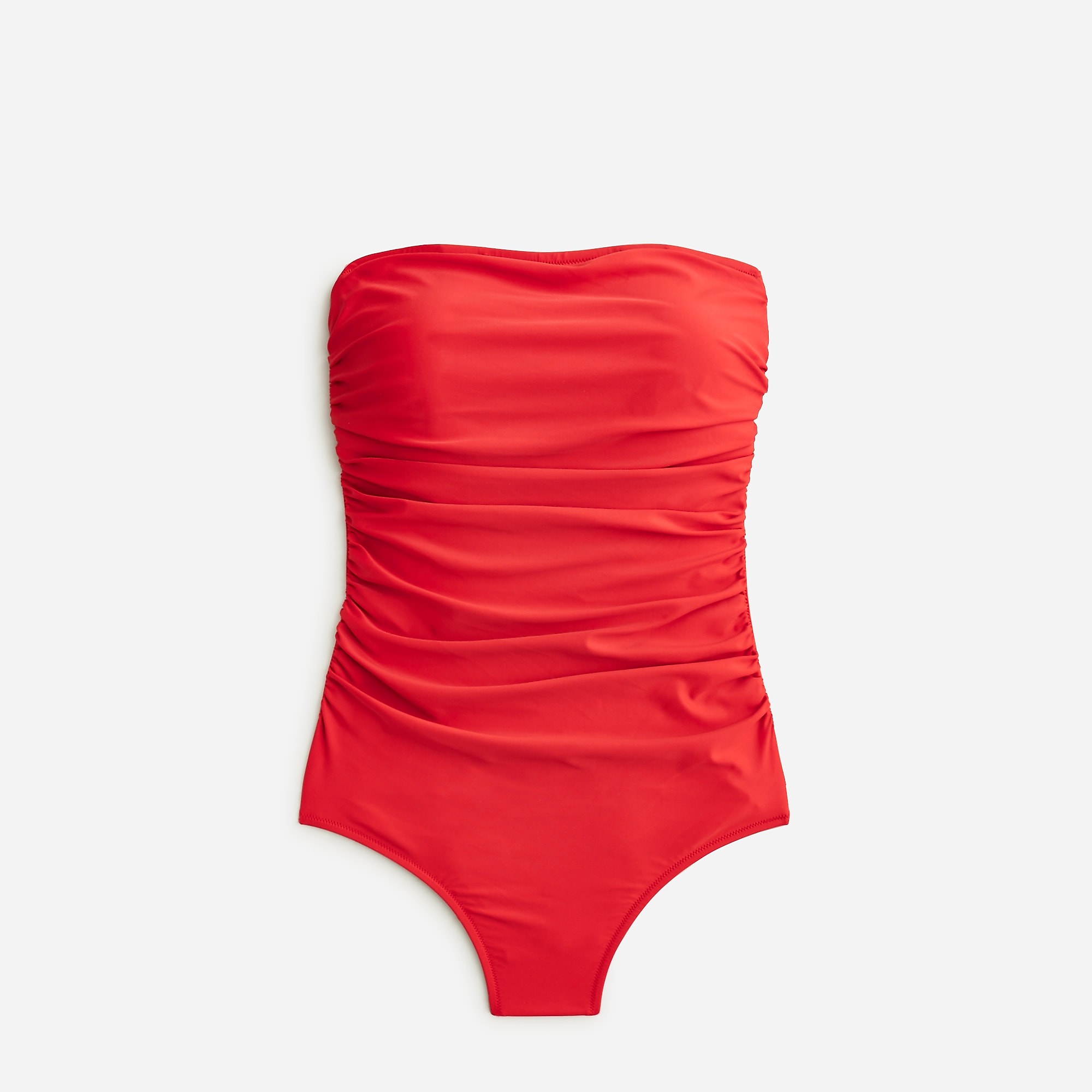 J.Crew Ruched bandeau one-piece swimsuit Venetian Red Online | 02AGHYSPZ