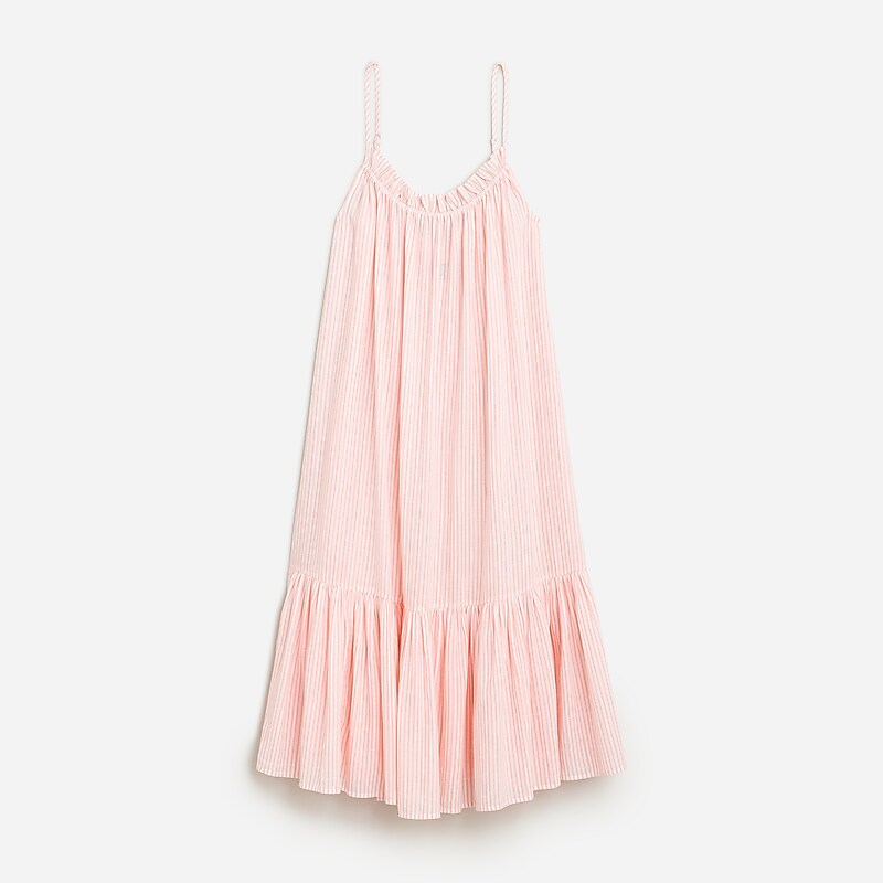 J.Crew Ruffle beach dress airy gauze Brilliant Peony Stripe Outlet | 93ZFQEONG