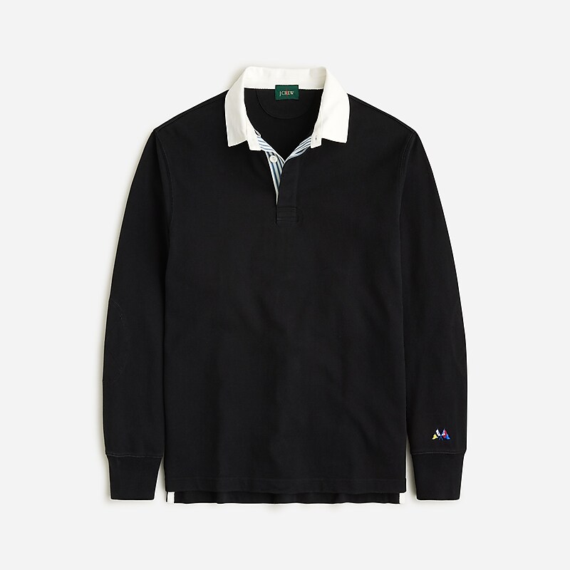 J.Crew Rugby shirt with striped placket Black Clearance | 30OKZCUIV