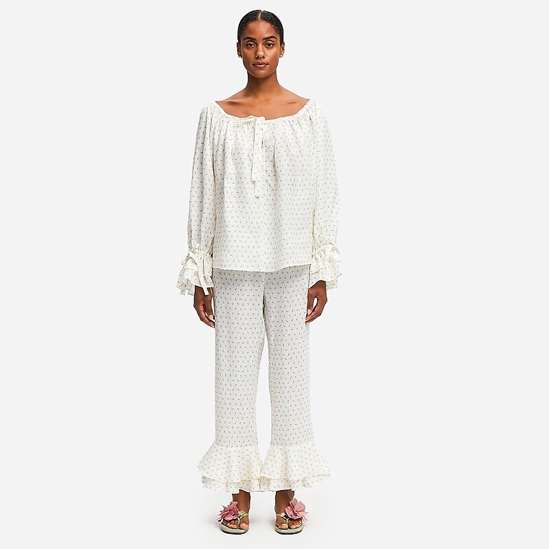 J.Crew SLEEPER cha-cha linen lounge set White Multi Online | 08VANTFXQ