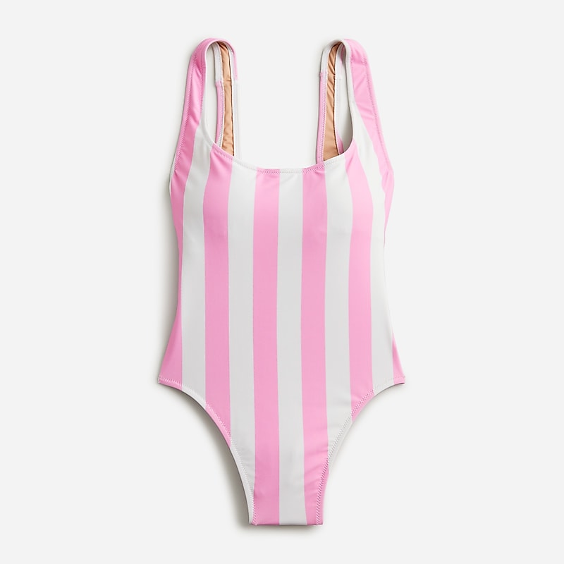 J.Crew Scoopneck one-piece swimsuit in stripe Pink White Factory Outlet | 51WYJQGME