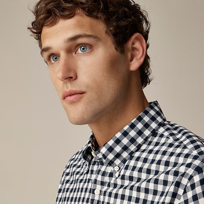 J.Crew Secret Wash cotton poplin shirt Bleecker Gingham Navy Online | 80VZPWYRH