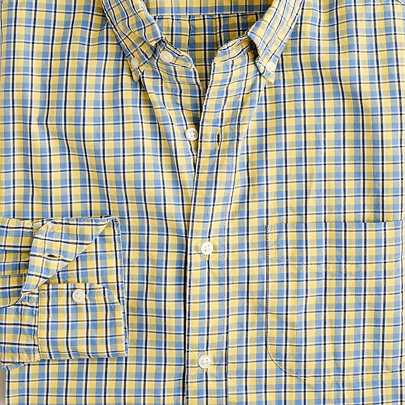 J.Crew Secret Wash cotton poplin shirt Terry Yellow Blue Online | 89CLVZIEJ