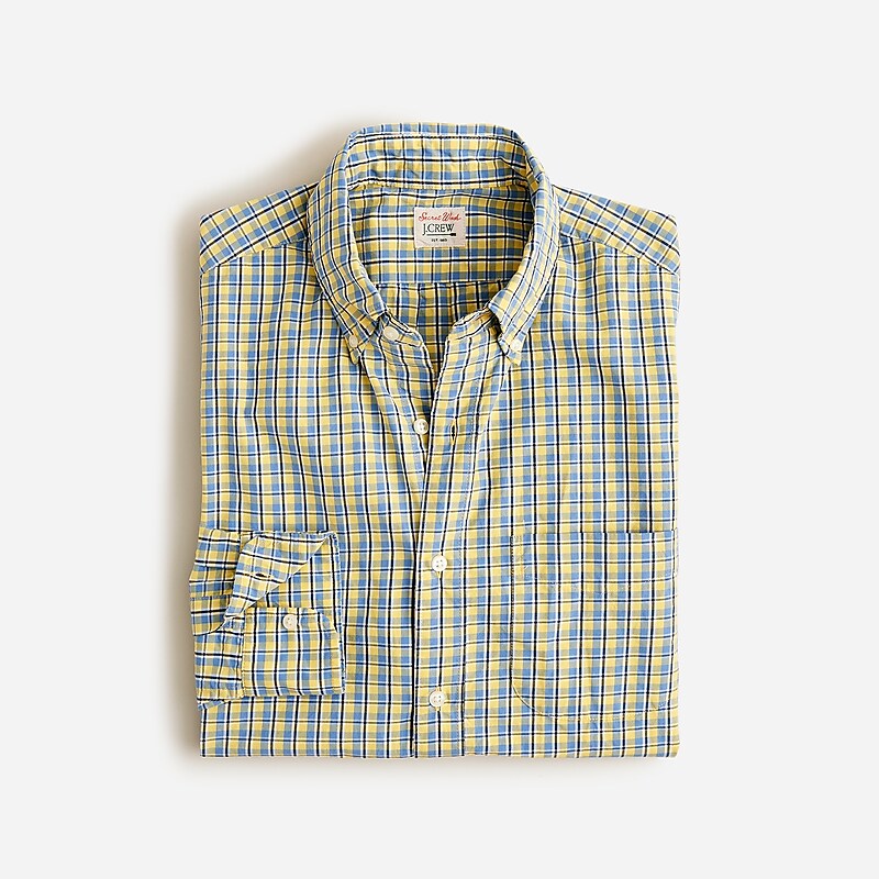 J.Crew Secret Wash cotton poplin shirt Terry Yellow Blue Online | 89CLVZIEJ