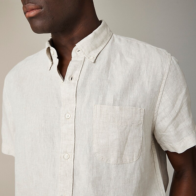 J.Crew Short-sleeve Baird McNutt Irish linen shirt Flax Linen Yd Factory Outlet | 53QELHONZ