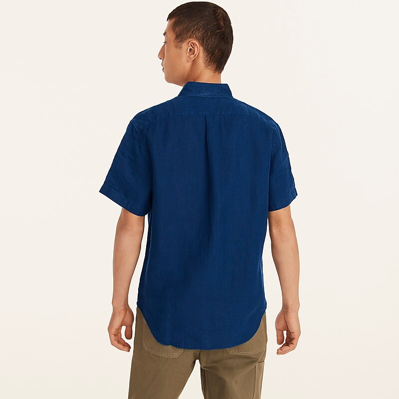 J.Crew Short-sleeve Baird McNutt Irish linen shirt Ink Sale | 24KIEVPUJ