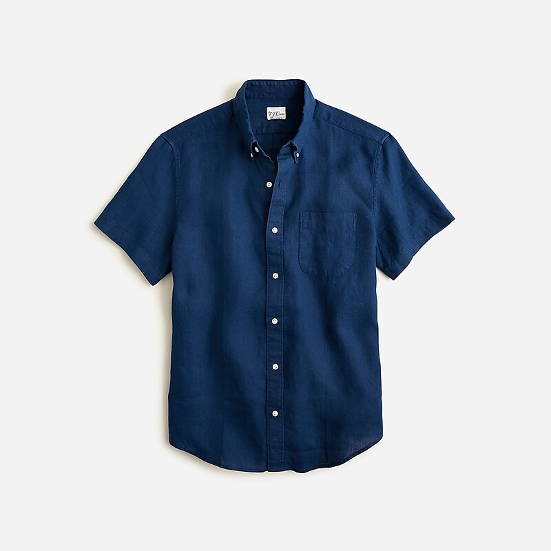 J.Crew Short-sleeve Baird McNutt Irish linen shirt Ink Sale | 24KIEVPUJ