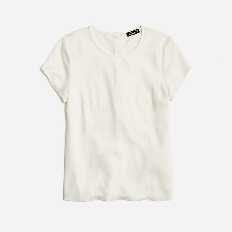 J.Crew Short-sleeve button-back top in everyday crepe Ivory Sale | 23CNTVGDM