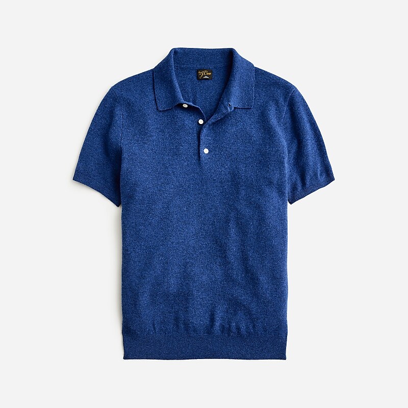 J.Crew Short-sleeve cashmere sweater-polo Hthr Night Star Outlet | 92BNDFVOA