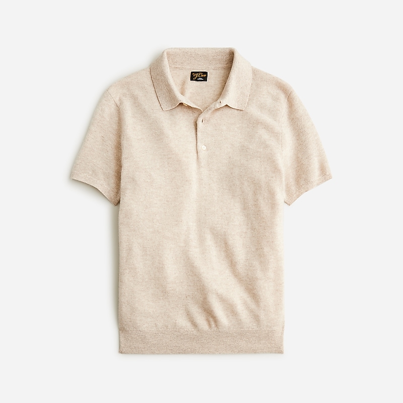 J.Crew Short-sleeve cashmere sweater-polo Hthr Birch USA | 12YAPDFGV