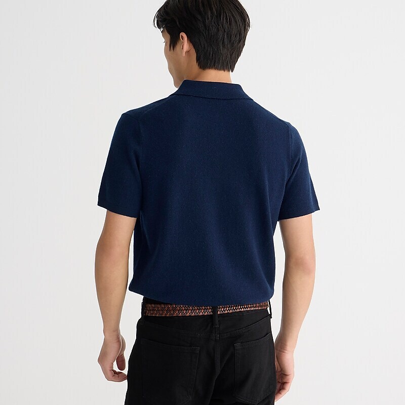 J.Crew Short-sleeve cashmere sweater-polo Navy Clearance | 37DQKYZNO