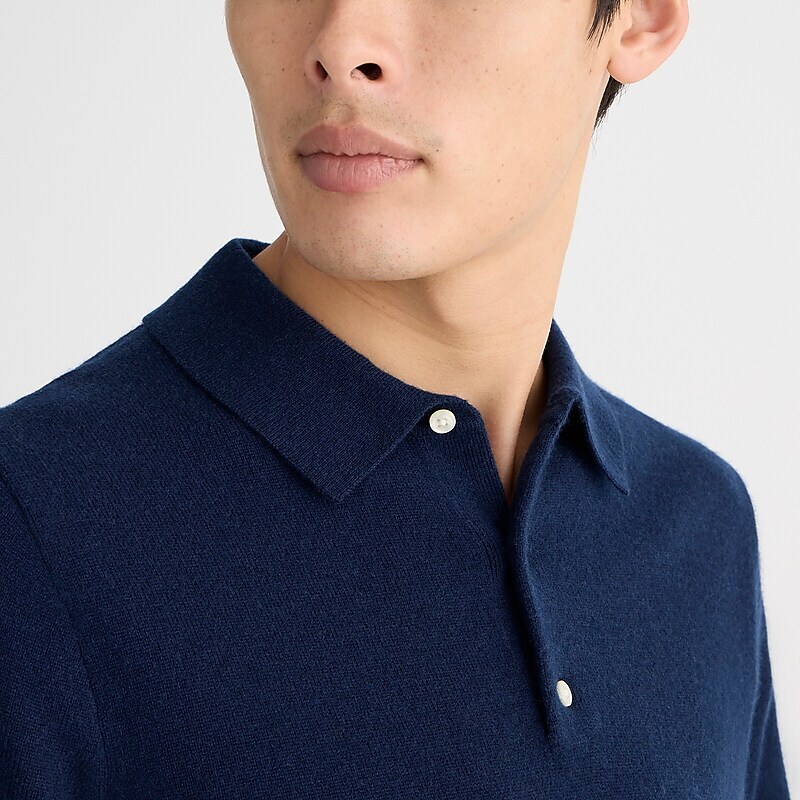 J.Crew Short-sleeve cashmere sweater-polo Navy Clearance | 37DQKYZNO