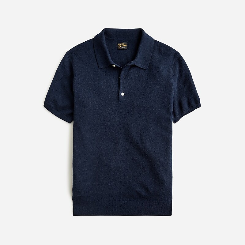 J.Crew Short-sleeve cashmere sweater-polo Navy Clearance | 37DQKYZNO