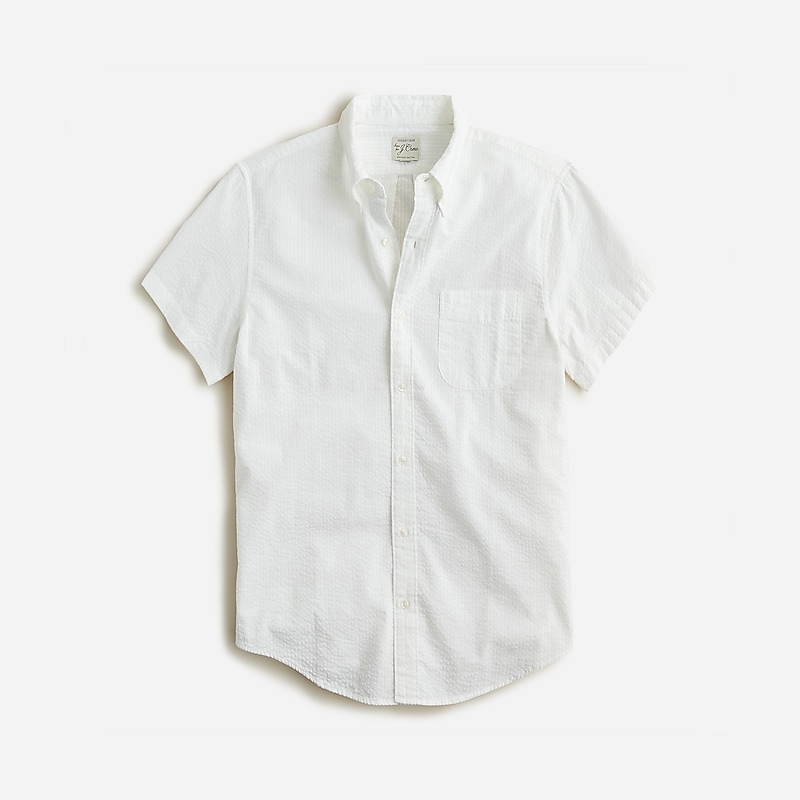 J.Crew Short-sleeve yarn-dyed seersucker shirt White USA | 18QYPUBRK