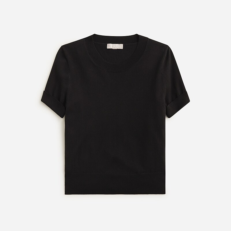 J.Crew Shrunken TENCEL™ lyocell-blend T-shirt Black Sale | 27JMOTNXF