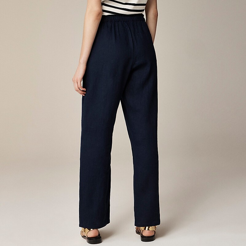 J.Crew Soleil pant in linen Navy Outlet | 91CEWPDQF