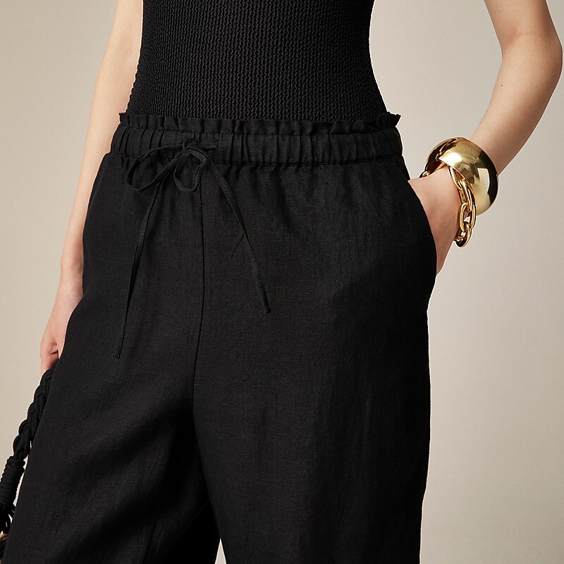 J.Crew Soleil pant in striped linen Black Online | 83DWPMOSK