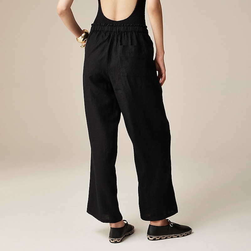 J.Crew Soleil pant in striped linen Black Online | 83DWPMOSK