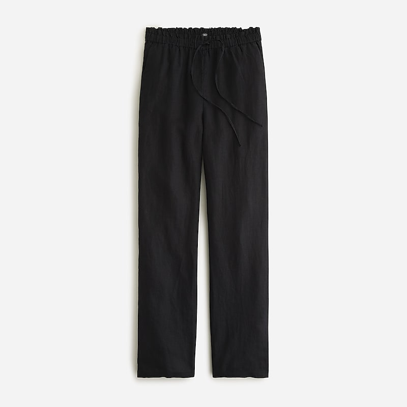 J.Crew Soleil pant in striped linen Black Online | 83DWPMOSK