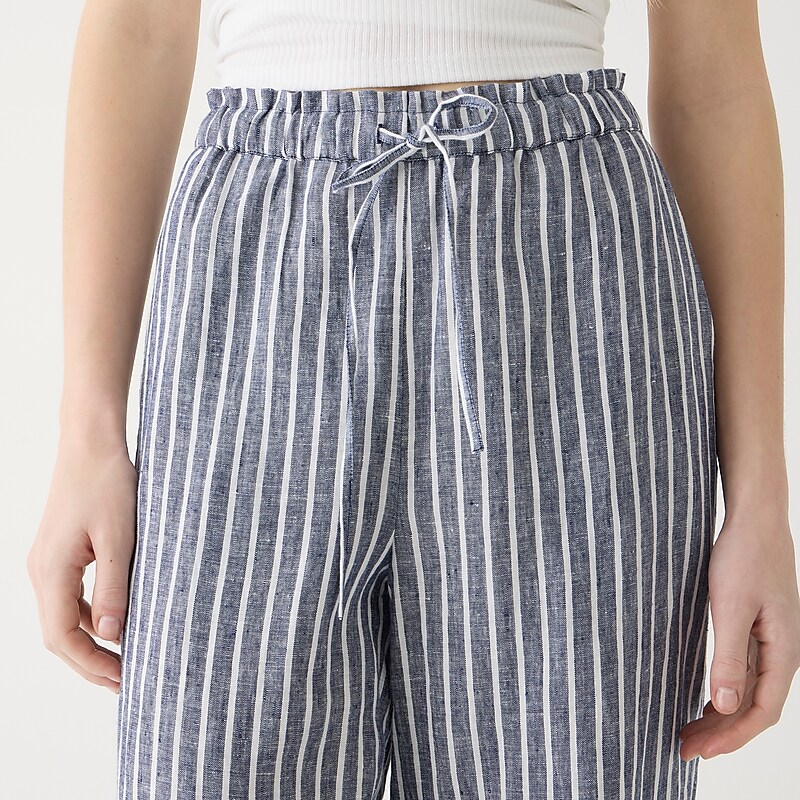 J.Crew Soleil pant in striped linen Dark Evening Online | 85ZFGJKVL